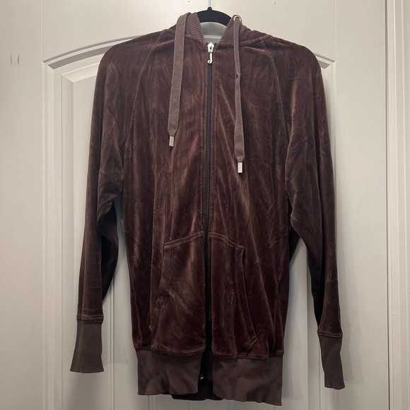 Juicy‎ Couture Women's Long Sleeve Velour Zip Up Sweatshirt Hoodie Brown Size M - Picture 1 of 4